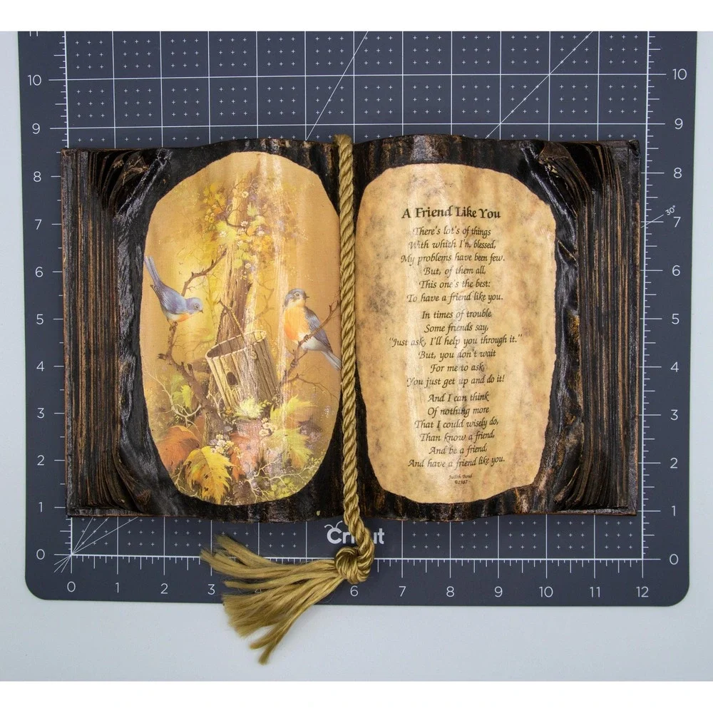 Vintage 1987 Judith Bond‎ A Friend Like You Open Book Resin Bluebirds 11x8.5
